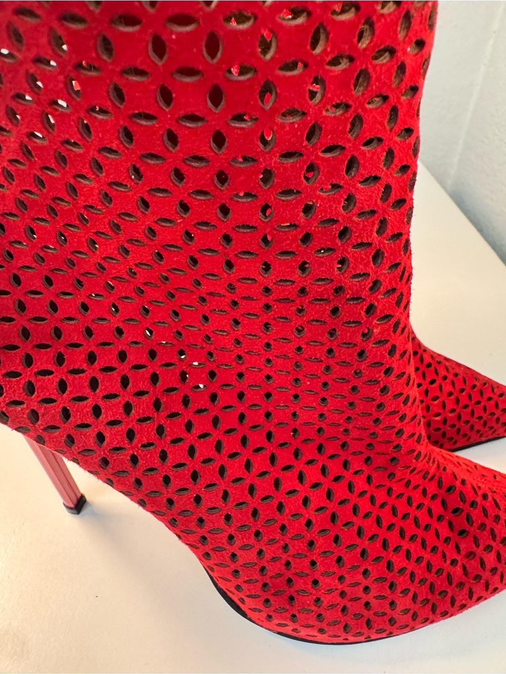 Jeffrey Campbell Red Suede High-Heel Ankle Boots - Women - Picture 7 of 7